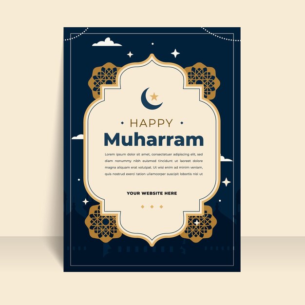 Flat muharram vertical poster template