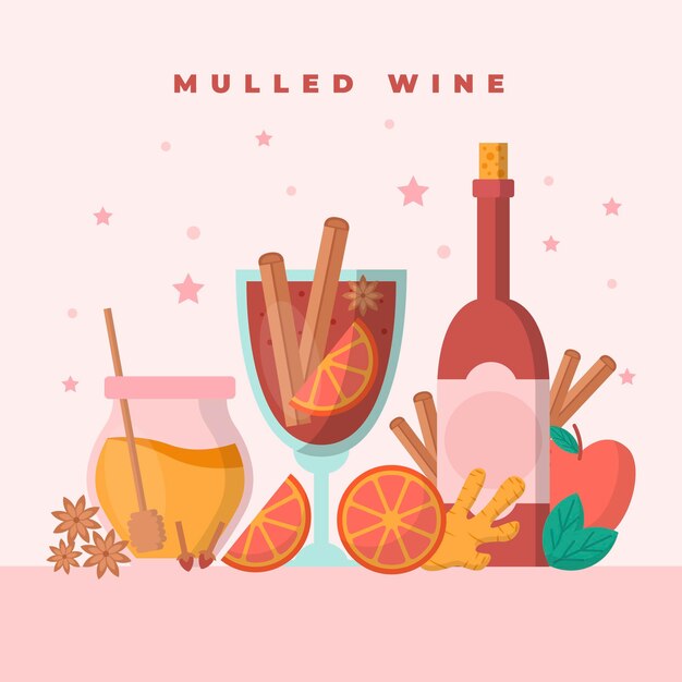 Flat mulled wine illustration