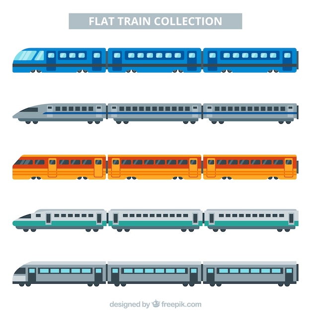 Free vector flat multicolor train collectión