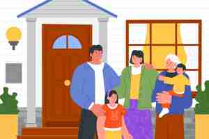 Free vector flat multigenerational home illustration