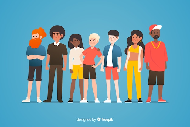 Free vector flat multiracial group of people