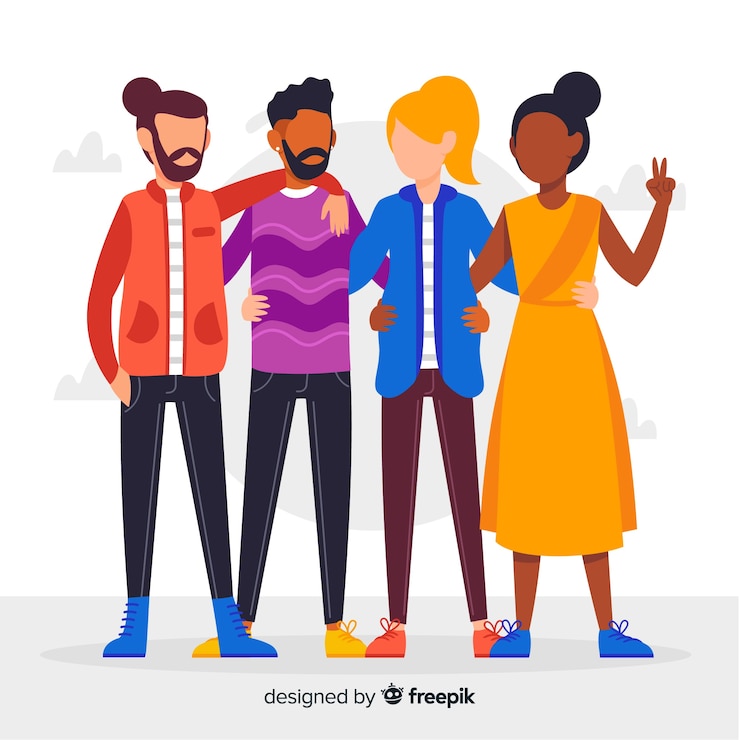 Free Vector flat multiracial group of people