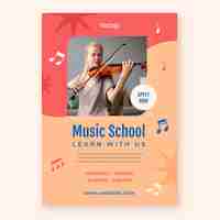 Free vector flat music education and school vertical poster template