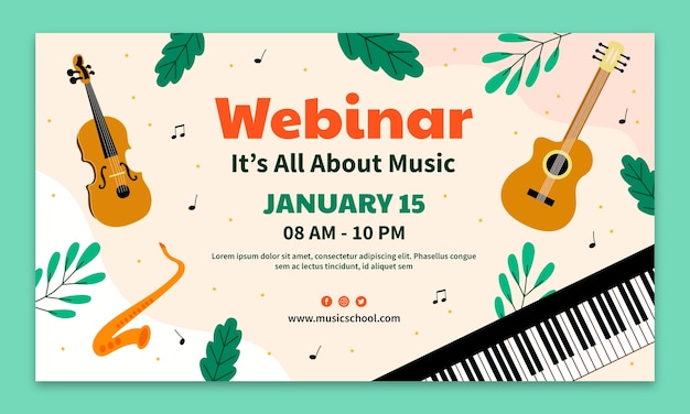 Educazione musicale piatta e modello di webinar scolastico