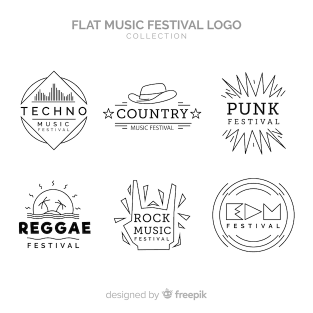 Flat music festival logo collection
