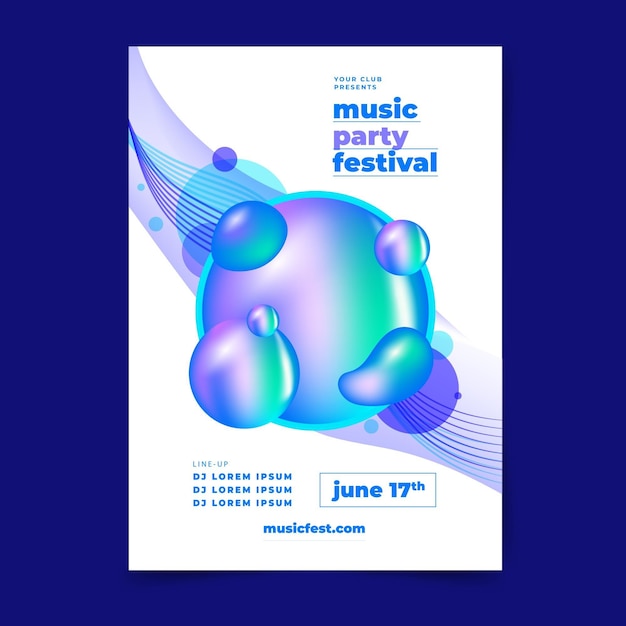 Free vector flat music festival vertical poster template