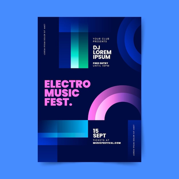 Free vector flat music festival vertical poster template