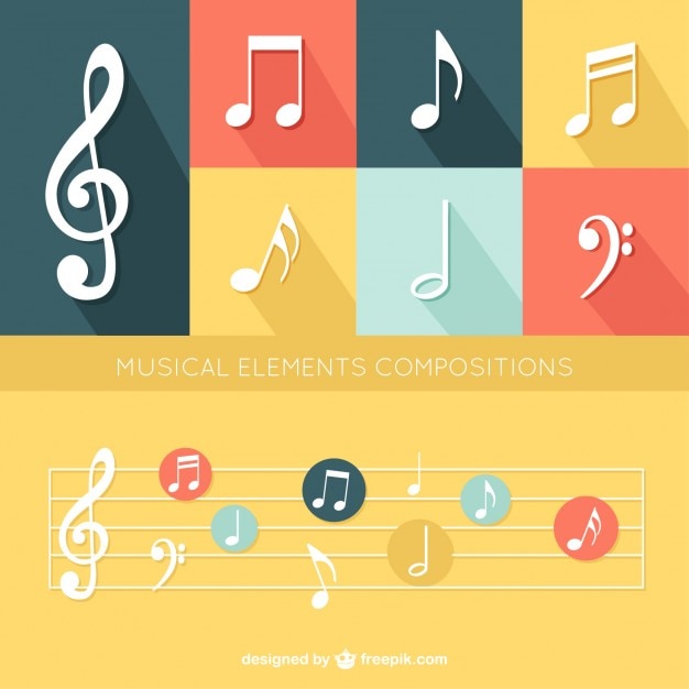 Flat musical elements set