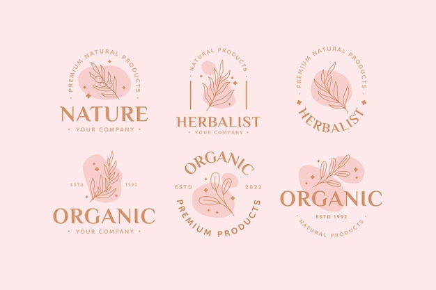 Бесплатное векторное изображение Коллекция логотипов плоских приглушенных цветов