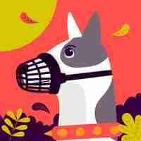 Free vector flat muzzled dog illustrated