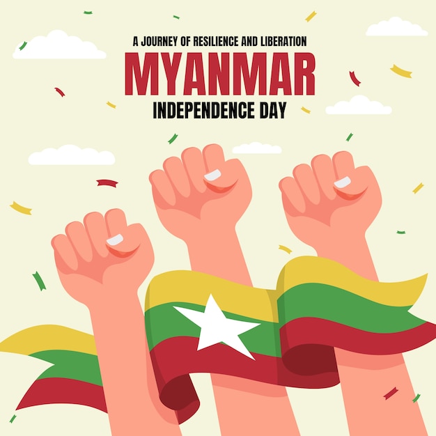 Free vector flat myanmar independence day illustration