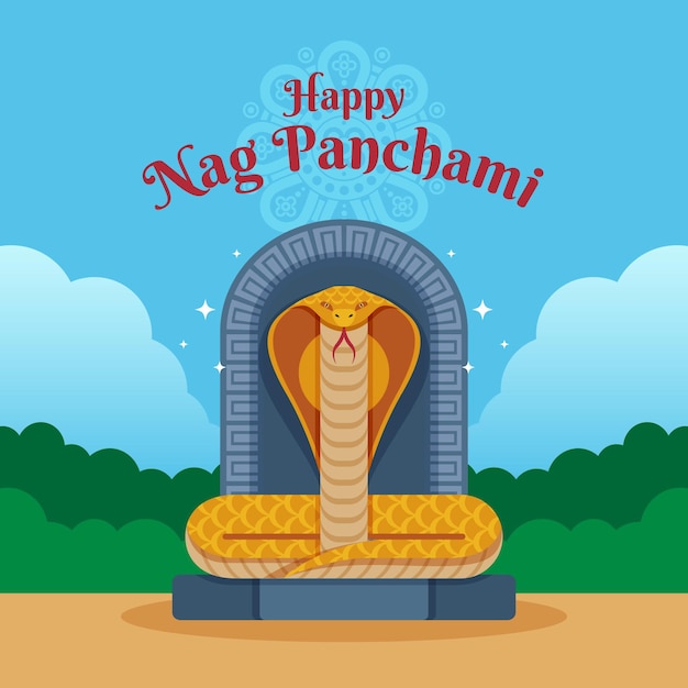 Flat nag panchami illustration