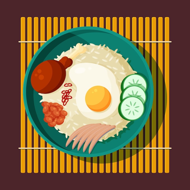 Free vector flat nasi lemak illustration