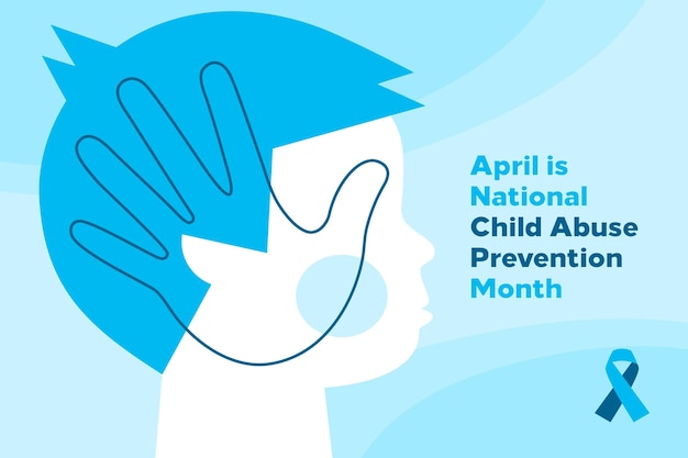 Плоская национальная иллюстрация месяца предотвращения жестокого обращения с детьми
