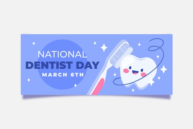 Flat national dentist's day horizontal banner