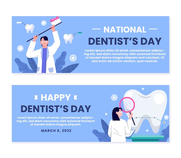 フラット全国歯科医の日の水平バナーセット