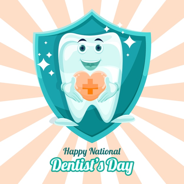 Vettore gratuito illustrazione piatta del giorno del dentista nazionale