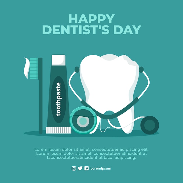 Flat national dentist's day illustration