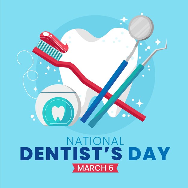 flat national dentist's day illustration