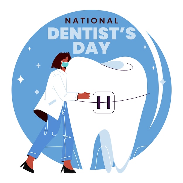 Flat national dentist's day illustration