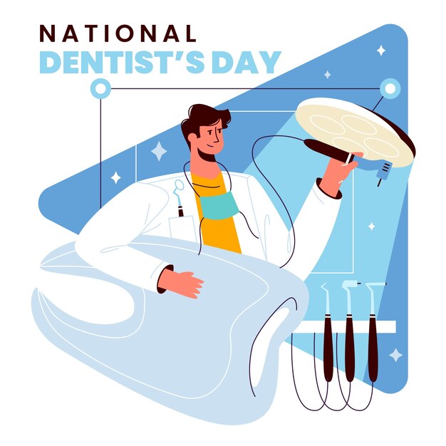 플랫 국립 치과 의사의 날 그림