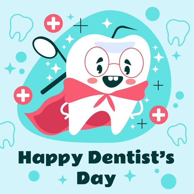 Flat national dentist's day illustration