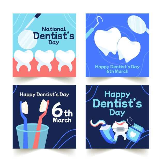 Flat national dentist's day instagram posts collection