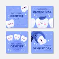 無料ベクター フラット全国歯科医の日のinstagramの投稿コレクション