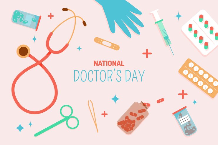 Free Vector flat national doctor's day background with essentials
