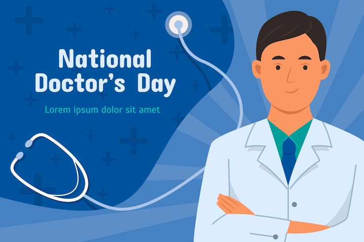 Free Vector flat national doctor's day background with medic and stethoscope