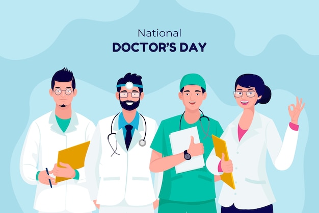 Плоский национальный день врача с медицинским персоналом