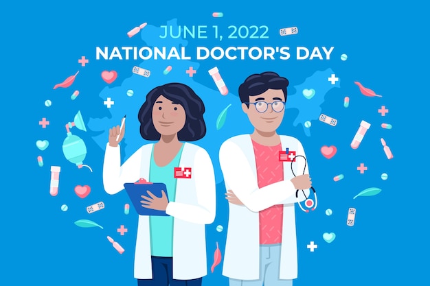 Free vector flat national doctor's day background with medics