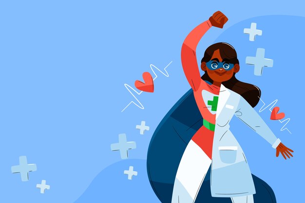 Плоский национальный день врача с супергероем-медиком