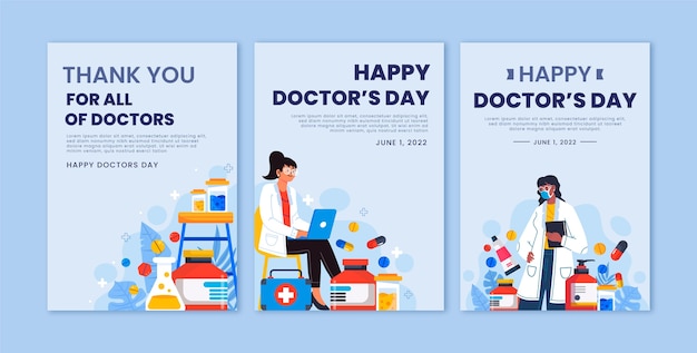 Free vector flat national doctor's day cards collection