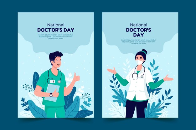 Free vector flat national doctor's day cards collection