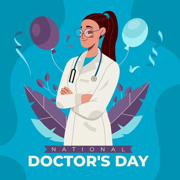 Flat national doctor's day illustration with female medic
