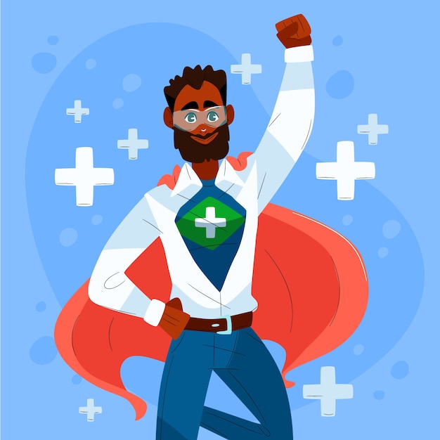 Free vector flat national doctor's day illustration with medic in cape