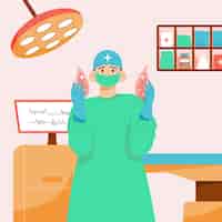 Бесплатное векторное изображение Плоская иллюстрация национального дня врача с медиком в операционной одежде