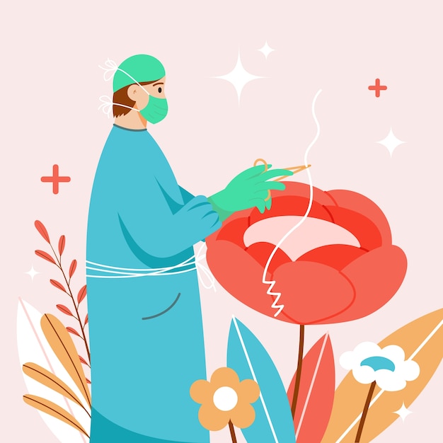 Бесплатное векторное изображение Плоская иллюстрация национального дня врача с хирургом
