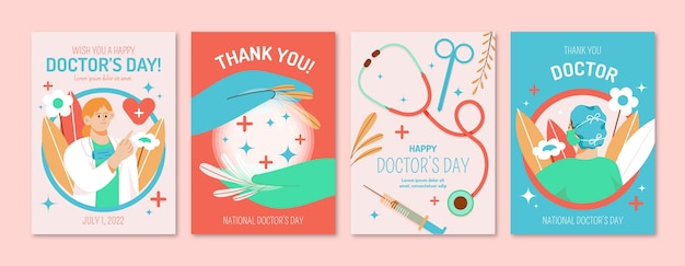 Free vector flat national doctor's day instagram stories collection