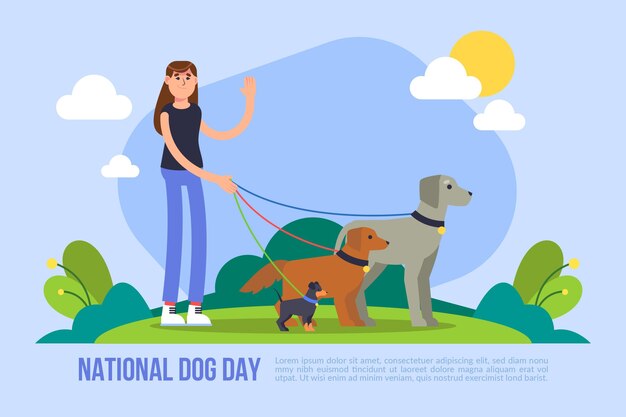 Flat national dog day illustration