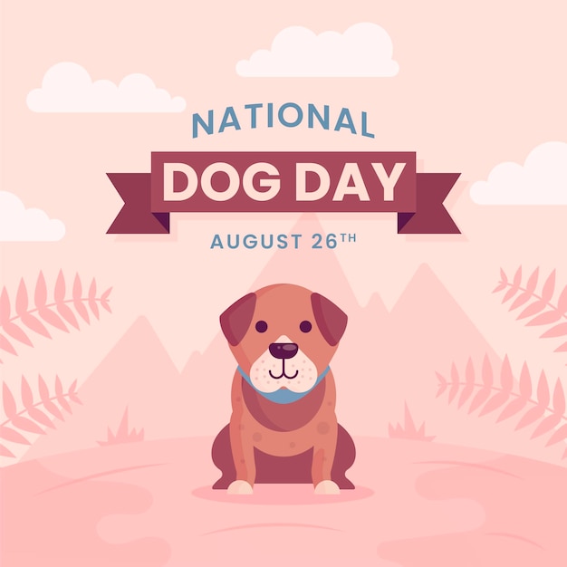 Flat national dog day illustration