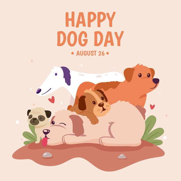 Free Vector flat national dog day illustration