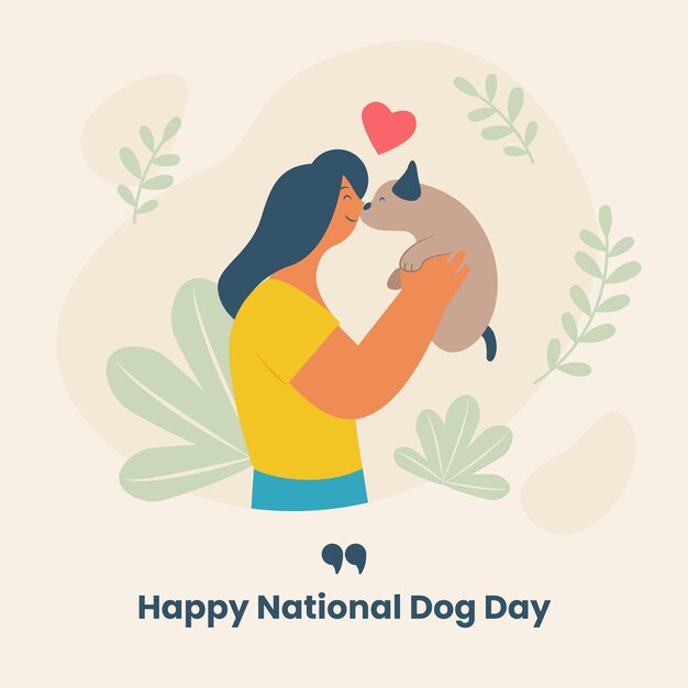 flat national dog day illustration