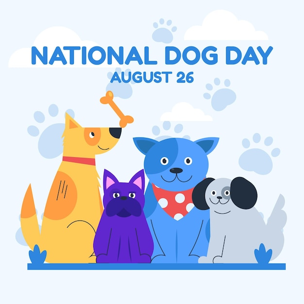 Flat national dog day illustration
