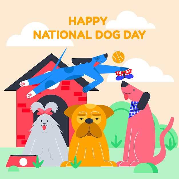 Flat national dog day illustration