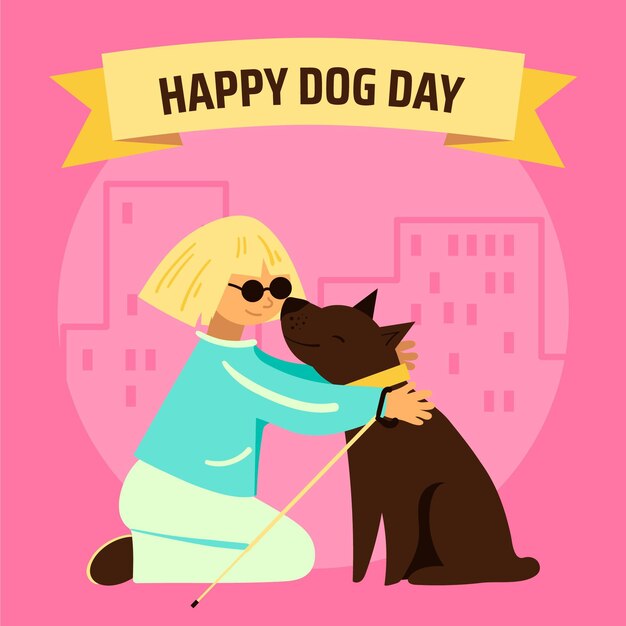 Flat national dog day illustration