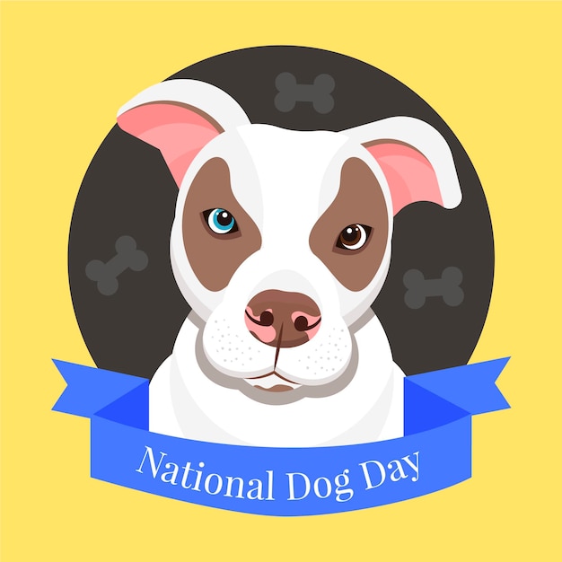 Flat national dog day illustration