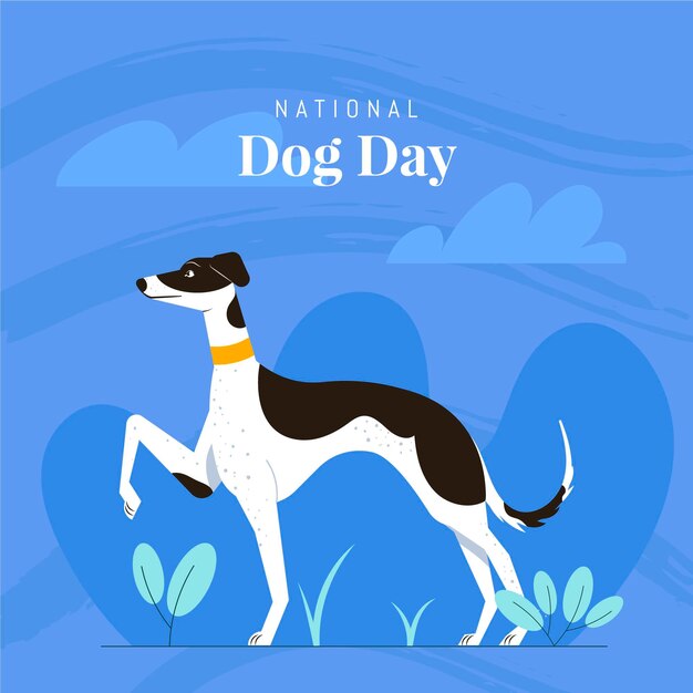 Flat national dog day illustration