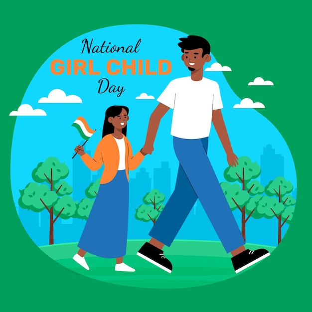 Free vector flat national girl child day illustration